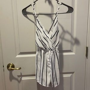 Black and white striped romper